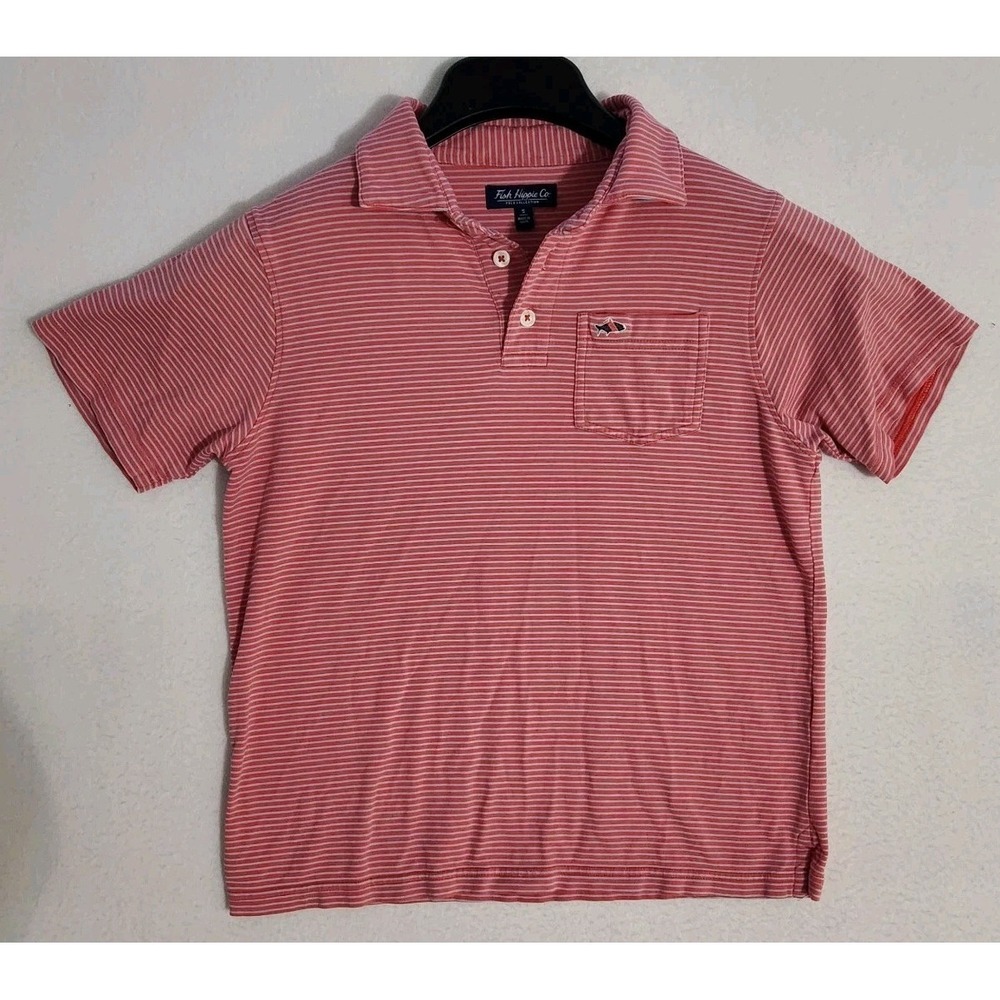 Fish Hippie Youth Small Polo Shirt Redish Blend Short Sleeve Casual Read